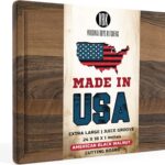 Virginia Boys Kitchens – Made in USA – Extra Large Walnut Wood Cutting Board – Brisket and Turkey Carving Board – Reversible with Juice Groove (Walnut, 24inx18inx1in)