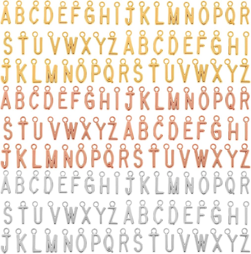 Letter Beads for Bracelets, 156Pcs/6 Sets Letter Charms, Charms for Women, DIY Alphabet Beads with Jump Rings for Jewelry Making, Trendy Custom Name Necklace Gold Jewelry for Womens