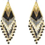 Bohemian Large Long Tassel Beaded Dangle Earrings Native Handmade Boho Statement Big Fringe for Women