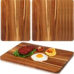 Roshtia 6 Pieces Acacia Wood Cutting Board 14″ x 10″ Kitchen Wooden Chopping Board Reversible Charcuterie Serving Tray Butcher Block Cutting Tray for Meat Cheese Vegetables Fruit (Classic)