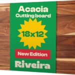 Riveira Acacia Wood Cutting Board – Gourmet Grandeur: 18 x 12 Wooden Board for Kitchen – Natural Decorative Chopping Board With Innovative Juice Grooves