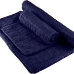 Wakeman Yoga Mat Towel and Gym Towel Set – 2-Piece Non Slip Set for Hot Yoga, Pilates, and Gym – 72” x 24” Sweat Absorbent and Quick Drying Blanket with Corner Pockets for Mats (Navy)