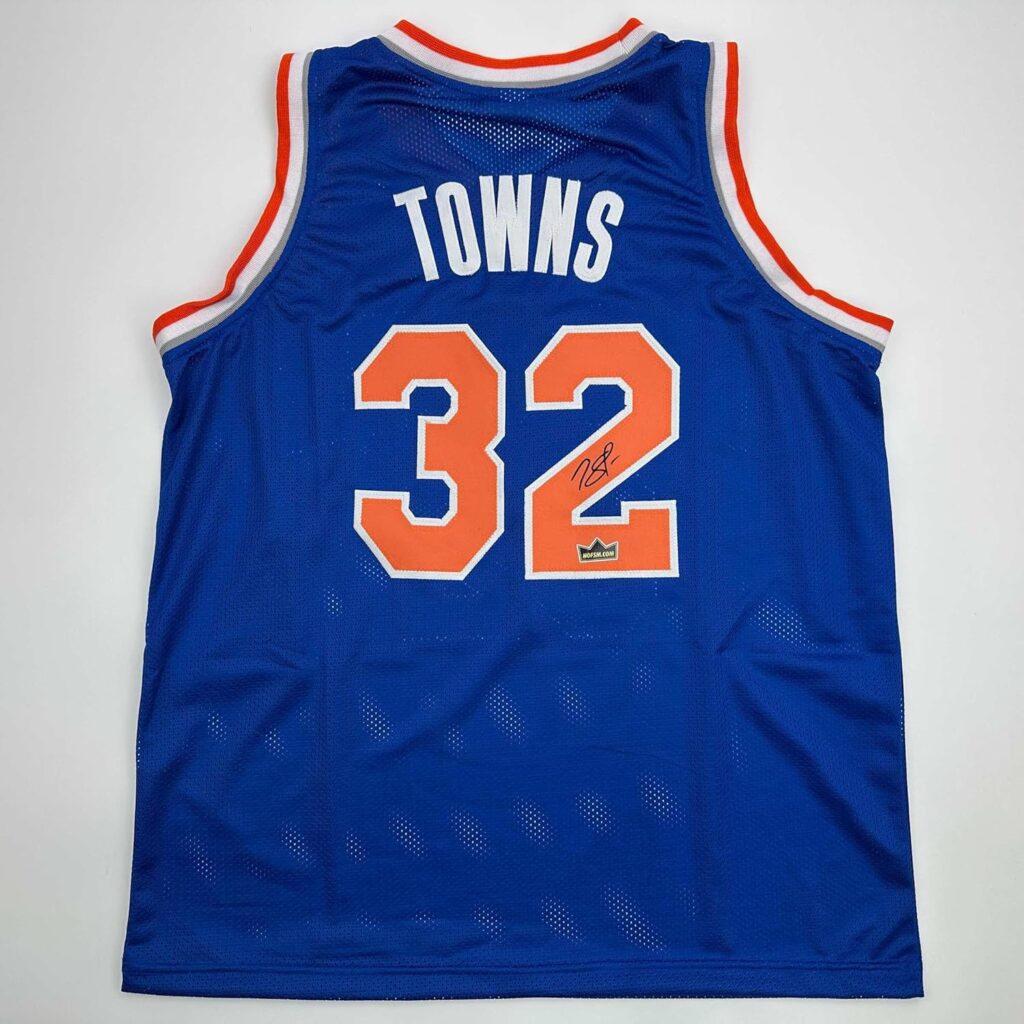 Facsimile Autographed Karl-Anthony Towns New York Blue Reprint Laser Auto Basketball Jersey Size Men’s XL