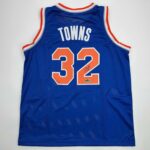 Facsimile Autographed Karl-Anthony Towns New York Blue Reprint Laser Auto Basketball Jersey Size Men’s XL