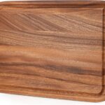 Acacia Wood Cutting Board for Kitchen – Caperci Organic Wooden Chopping Serving Board with Deep Juice Groove for Meat (Butcher Block) Veggies, Fruit and Cheese, 17 x 12″