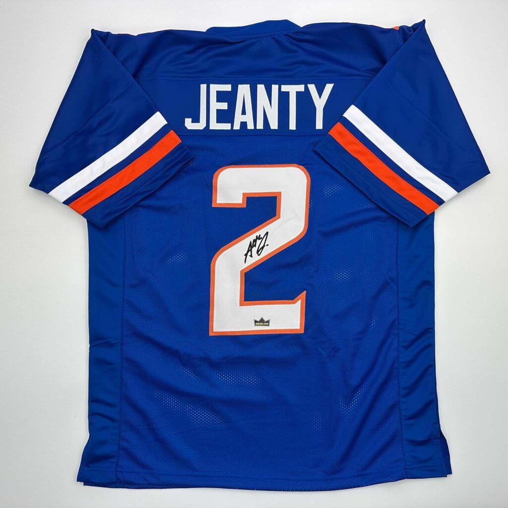 Facsimile Autographed Ashton Jeanty Boise State Blue Reprint Laser Auto College Football Jersey Size Men’s XL