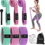 Long and Short Fabric Resistance Bands with Door Anchor 7 PCS, Non-Slip Stretch Booty Bands for Working Out Women & Men, Loop Exercise Elastic Bands for Home Physical Therapy Yoga Pilates