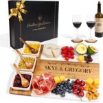Personalized charcuterie boards gift set – Engraved Marble & Wood Cheese Board with Bowls and Utensils – Ideal for Housewarming, Hosting, Wedding Gifts