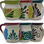 FFX Artesania Mexican Terracotta Coffee Mugs Clay Cups Tazas Para Cafe de Barro Artisan Made EACH MUG UNIQUE Hand Painted Terracotta Cocktail Glasses Tea Decor