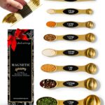 Magnetic Measuring Spoons Set – Stainless Steel Gold Measuring Spoons for Cooking and Baking – Cute and Durable Gold Kitchen Accessories – Great for Gifting