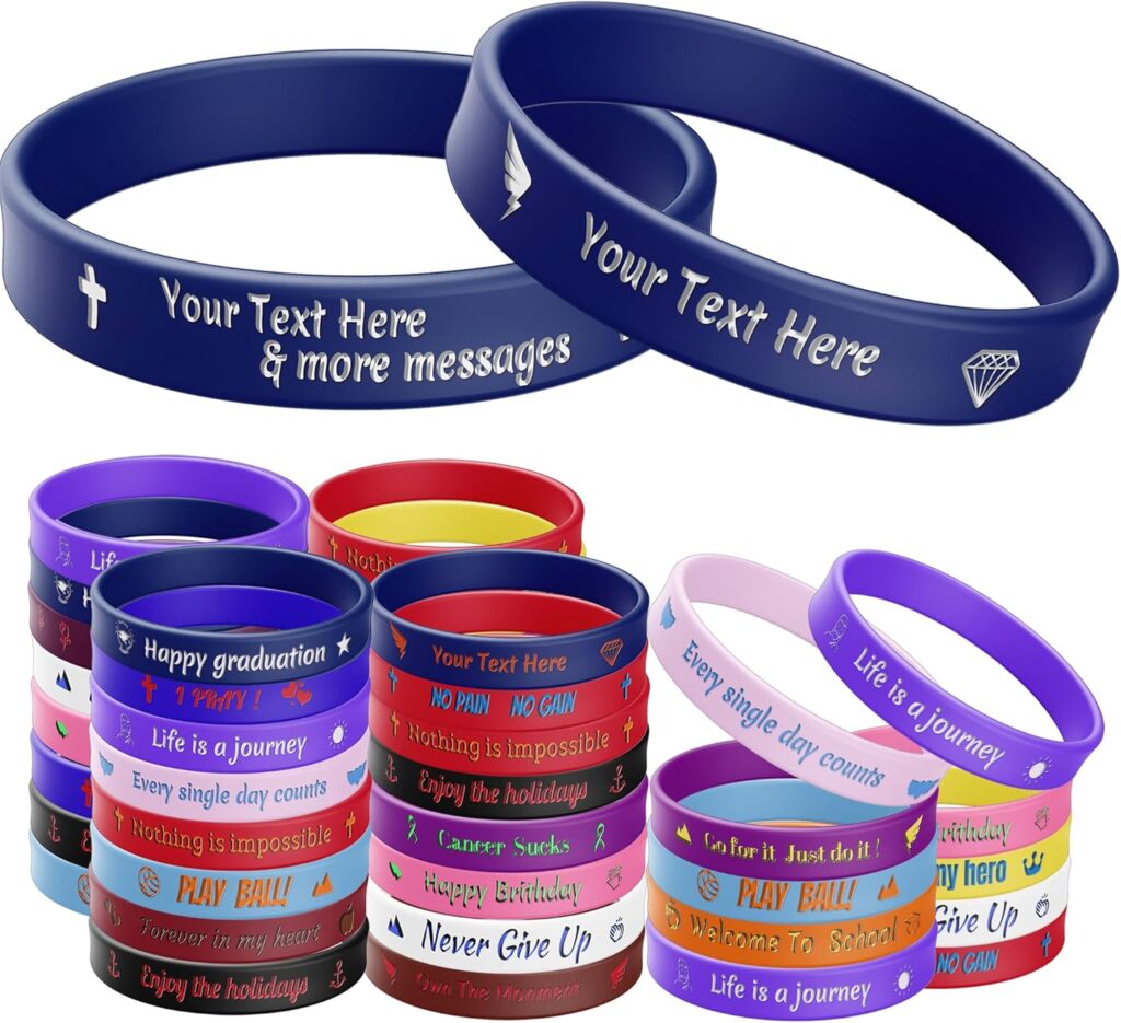 Custom Silicone Wristbands – Personalized Rubber Bracelets 5-5000 Pcs, Customized Text/Logo/Message, Great for Events, Weddings, Parties, Fundraisers & Gifts for Men/Women