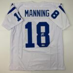 Facsimile Autographed Peyton Manning Indianapolis White Reprint Laser Auto Football Jersey Size Men’s XL