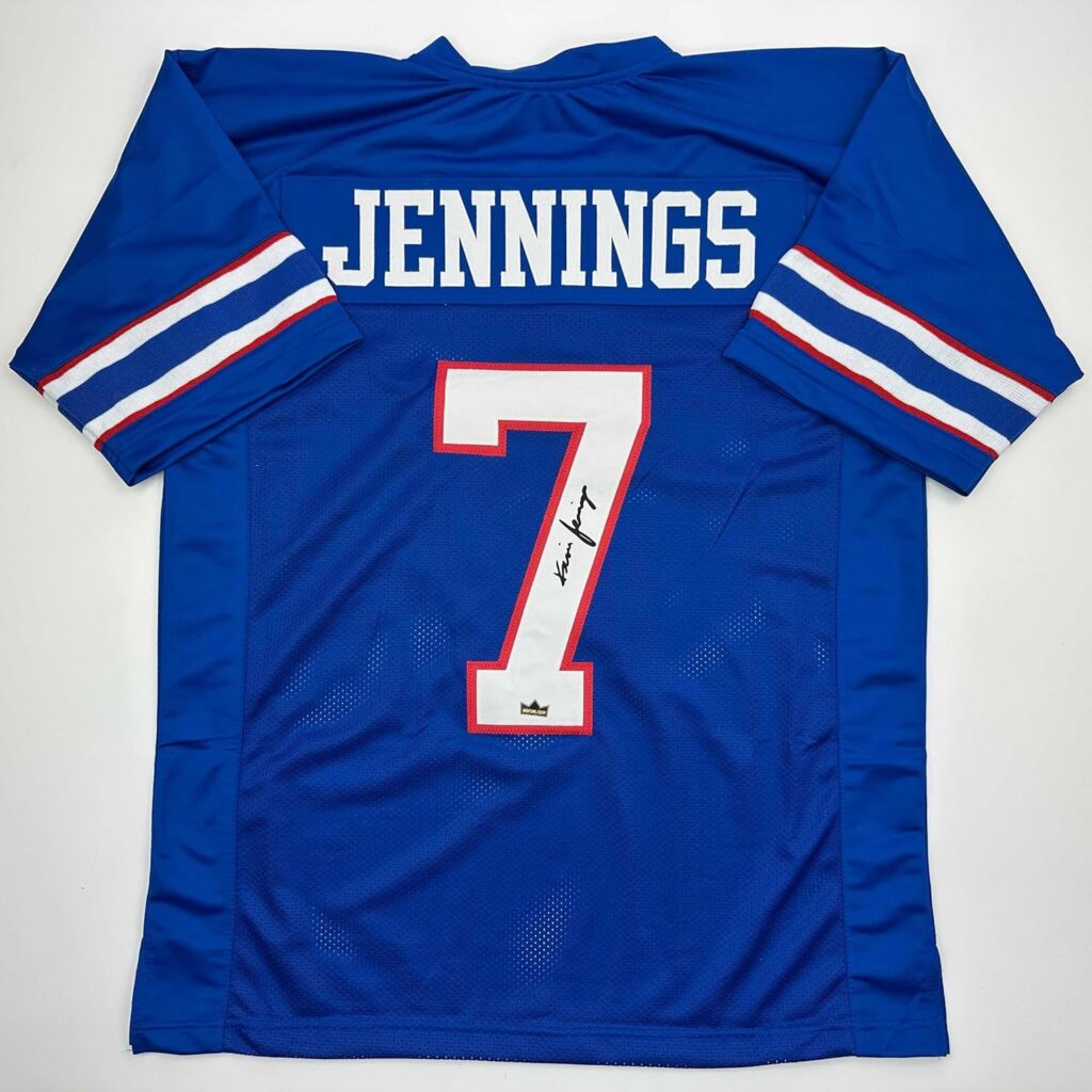 Facsimile Autographed Kevin Jennings SMU Blue Reprint Laser Auto College Football Jersey Size Men’s XL