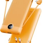 VRURC Portable Charger Built-in Cables and AC Wall Plug, USB C Power Bank 10000mAh, Travel Battery Phone Charger Compact Lightweight External Battery Pack for Smart Phones, Tablets etc-Orange