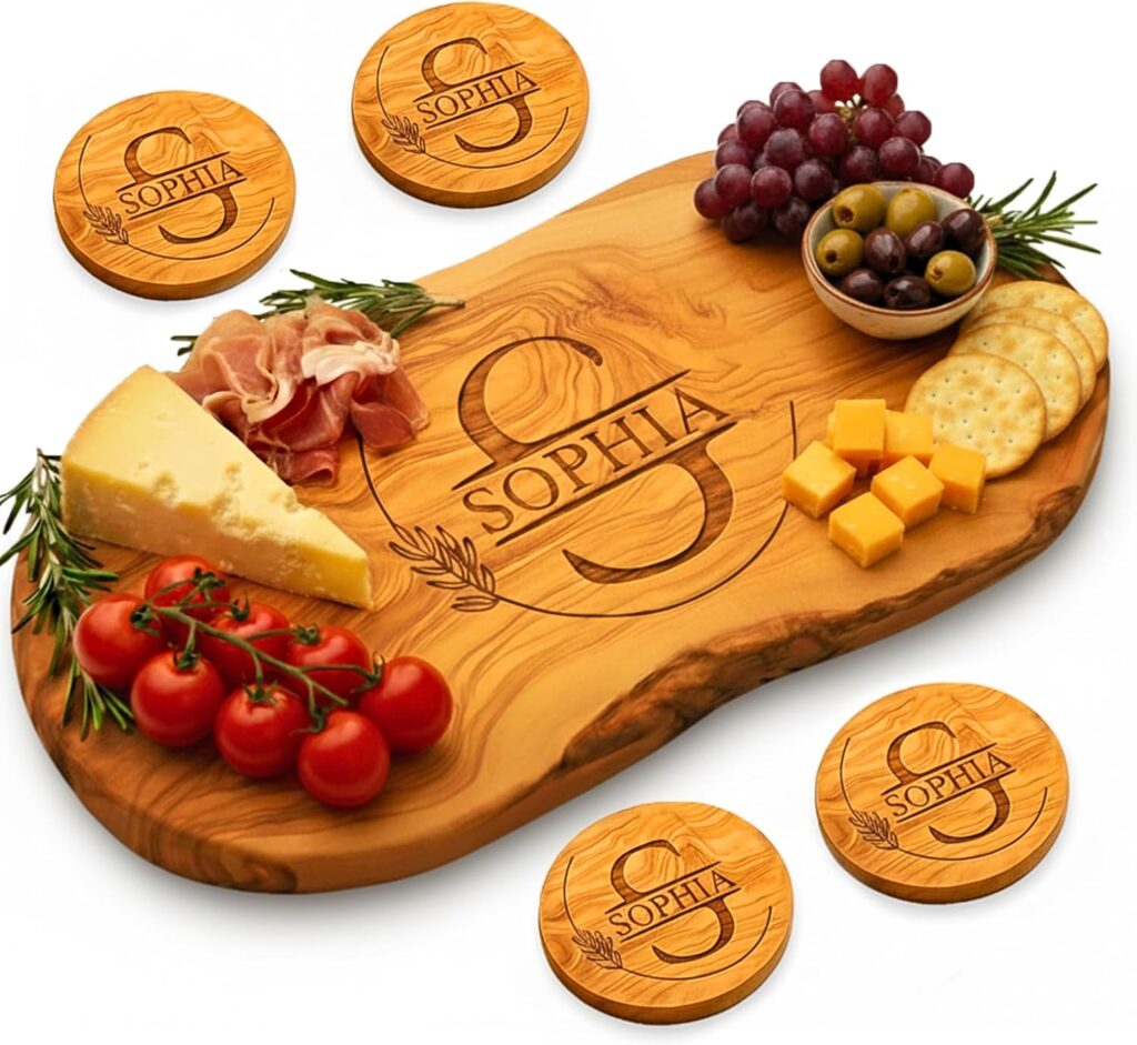 Personalized Olive Wood Cutting Board – Custom Engraved Charcuterie Boards, Housewarming, New Home, Gifts for Women, Friends, Wedding, Bridal Shower, Engagement, Christmas, Anniversary, Family