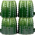 Certified International Cactus Verde 3D Ceramic Mugs, 18 oz – Set of 4 Handcrafted Cactus Coffee Cups with Sculpted Rose Handle – Southwestern Novelty Gift for Plant Lovers