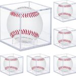 6 Pack UV Protected Acrylic Boxes for Memorabilia, Clear Display Case Cube for Official Size Ball