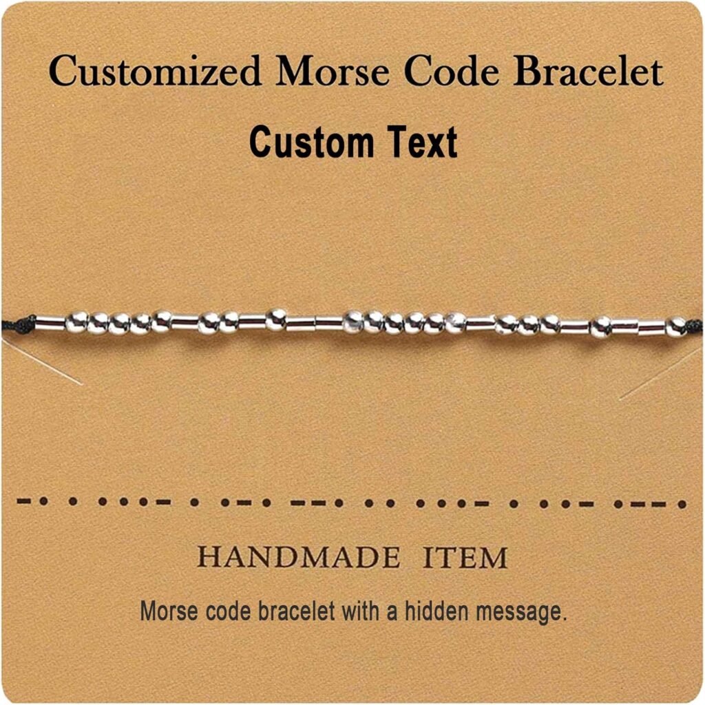Customize Personalized Morse Code Bracelet Adjustable String Bracelets Code Bracelets Inspirational Jewelry Friendship Gifts for Women Mom Family