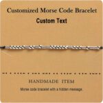 Customize Personalized Morse Code Bracelet Adjustable String Bracelets Code Bracelets Inspirational Jewelry Friendship Gifts for Women Mom Family