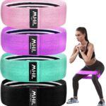 Fabric Resistance Bands for Women & Men – 4 Durable Exercise Bands for Working Out, Non-Slip & Non-Pinching Workout Bands – Multiple Resistance Levels Booty Bands for Legs Butt Glutes Hips Abs & More.