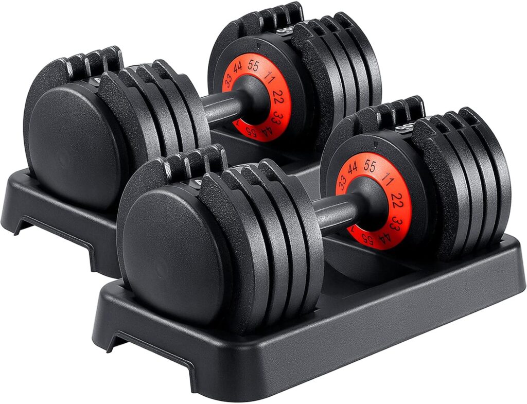 AOTOB 25/55 LBS Dumbbell Set, Anti-Slip Fast Adjust Turning Handle, Adjustable for Men and Women, Pair for Home Gym Exercise