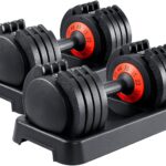 AOTOB 25/55 LBS Dumbbell Set, Anti-Slip Fast Adjust Turning Handle, Adjustable for Men and Women, Pair for Home Gym Exercise