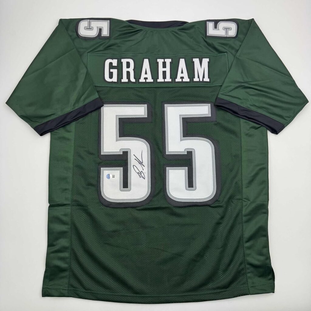 Autographed/Signed Brandon Graham Philadelphia Green Football Jersey JSA COA