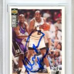 Moses Malone Signed 1994-1995 Upper Deck Collectors Choice Card #281, Beckett Authentic Autograph Slab, San Antonio Spurs Autographed Basketball Memorabilia