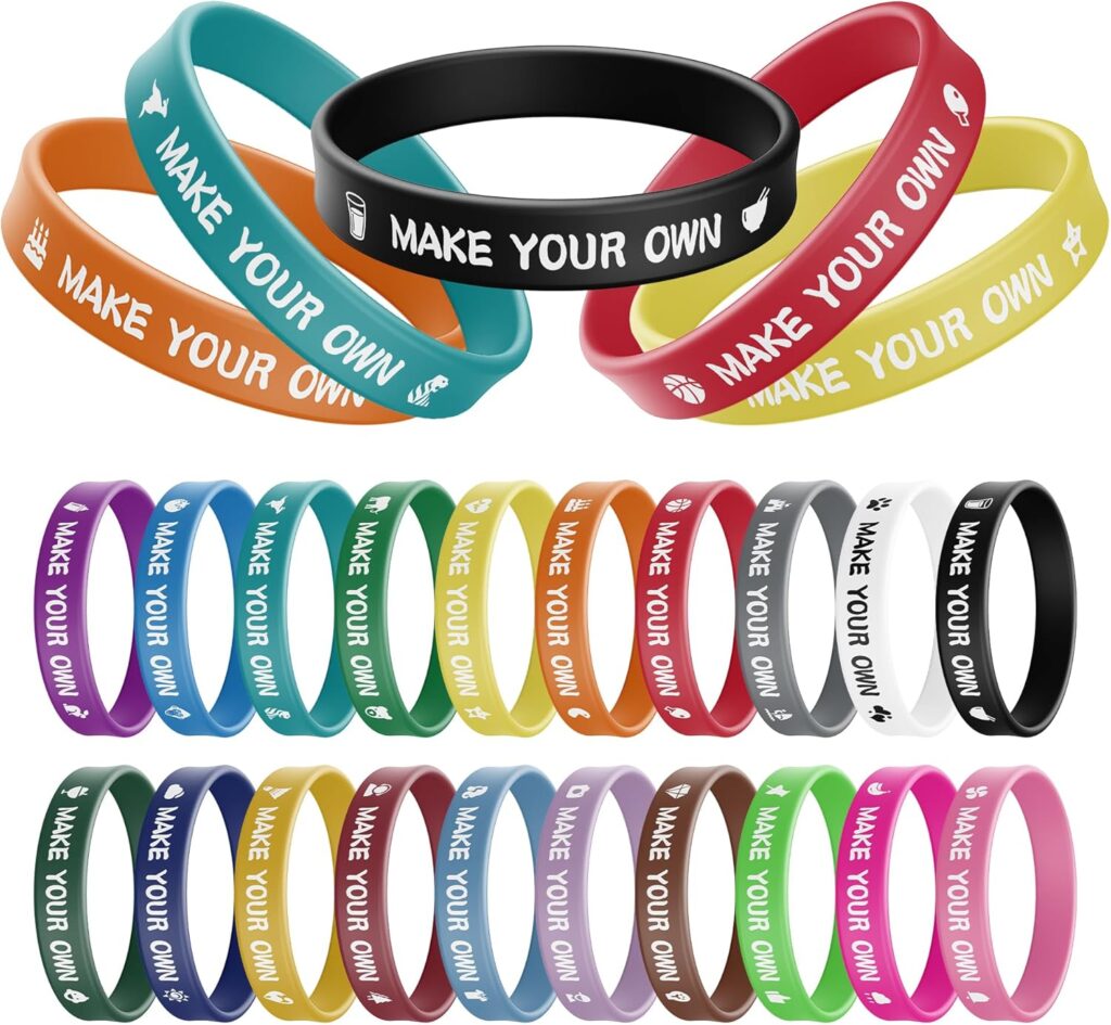 Custom Silicone Wristbands Bulk 30/100/500/1000PCS with Picture Text, Clipart, Logo, Message, Personalized Rubber Bracelets for Motivation, Events, Gifts, Support, Fundraisers, Awareness