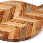Wood Cutting Board and Chopping Board with Handle for Meat, Cheese Board, Vegetables, Bread, and Charcuterie – Decorative Round Wooden Serving Board for Kitchen and Dining Room, Large 16” x 12”