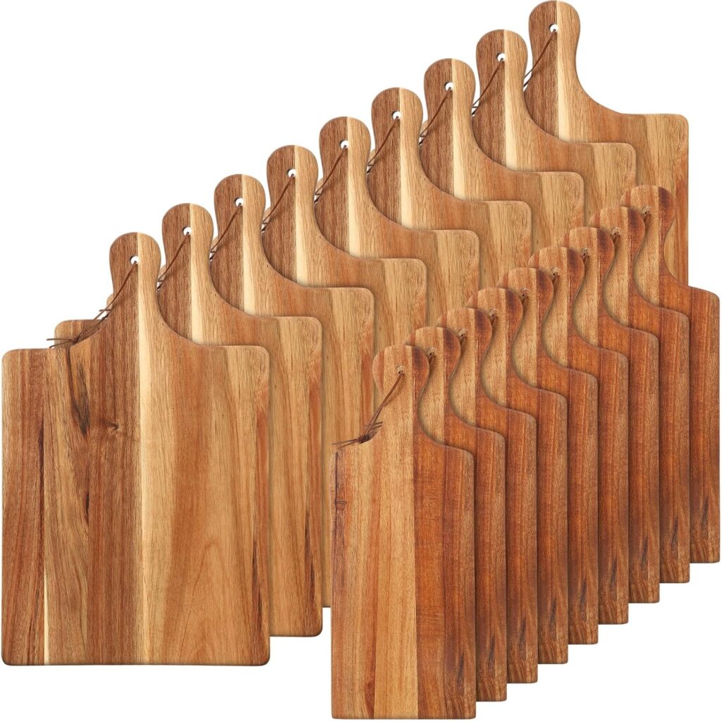Tanlade 18 Pcs Wood Cutting Board Set Cutting Board with Handle Chopping Serving Board Butcher Cutting Block for Valentines Mother’s Day Wedding Housewarming Gift, 16” x 10”, 16” x 5” (Acacia)