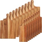 Tanlade 18 Pcs Wood Cutting Board Set Cutting Board with Handle Chopping Serving Board Butcher Cutting Block for Valentines Mother’s Day Wedding Housewarming Gift, 16” x 10”, 16” x 5” (Acacia)
