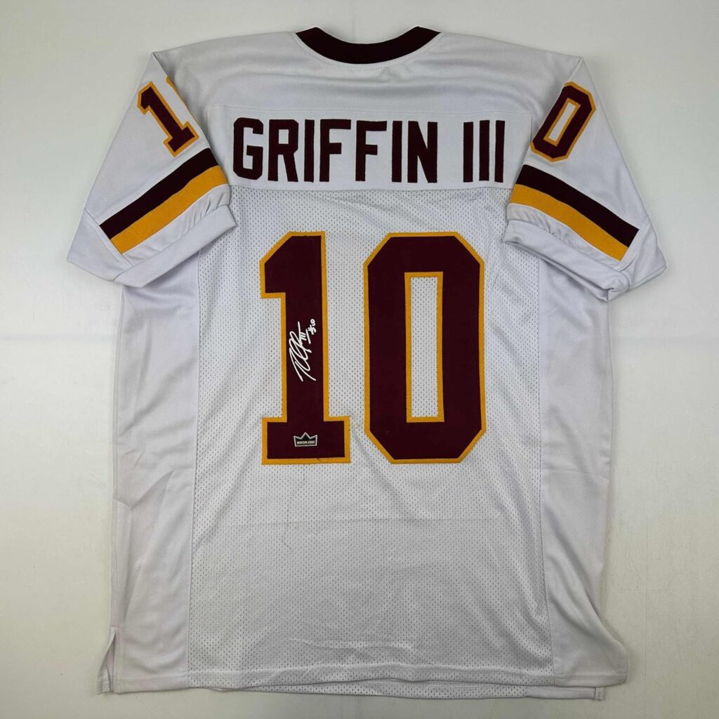 Facsimile Autographed Robert Griffin III Washington White Reprint Laser Auto Football Jersey Size Men’s XL