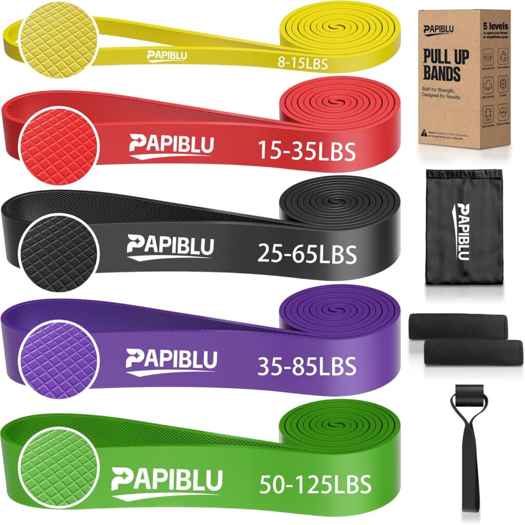 Pull Up Bands, Resistance Bands Set for Pull-Up Assistance, Exercise Bands with Door Anchor & Grip Pads for Men & Women Working Out, Physical Therapy, Muscle Training