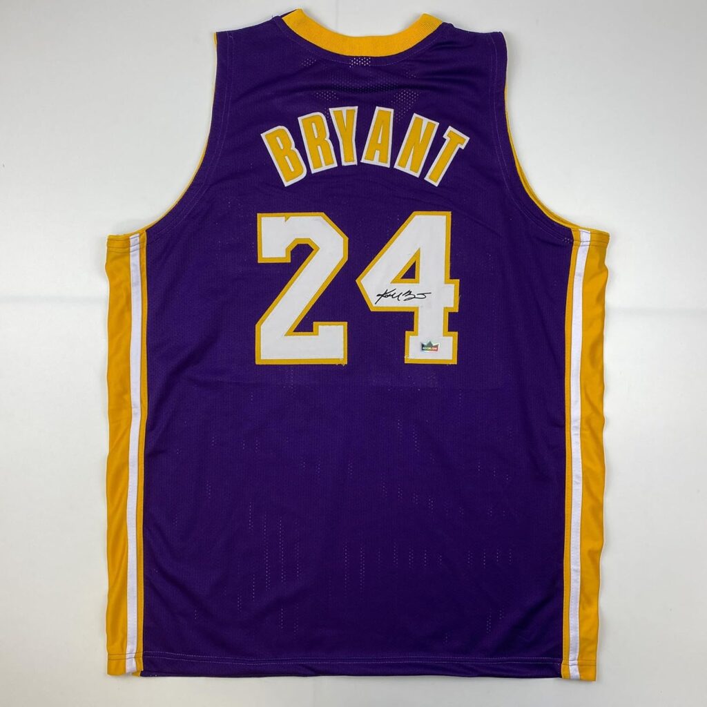 Facsimile Autographed Kobe Bryant #24 Los Angeles LA Purple Reprint Laser Auto Basketball Jersey Size Men’s XL