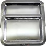 (Pack of 2) 17.1 inch x 12.4 inch Oblong Chrome Plated Serving Tray Stylish in Different Pattern Design Floral Engraved Edge Decorative Party Wedding Dessert Platter Plate NC-033