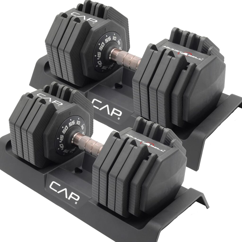 CAP Barbell ADJUSTABELL Adjustable 55 lb Hex Dumbbell Weights – Singles & Pairs | Multiple Handle Options