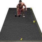 Large Exercise Mat, 8′ x 6’/8′ x 4’/6′ x 4′ Extra Durable Workout Mats for Home Gym Flooring, High-Density Gym Mats Cardio Mat for Jump Rope, MMA, Stretch, HIIT, Shoe-Friendly, Non-Slip, Non-Toxic