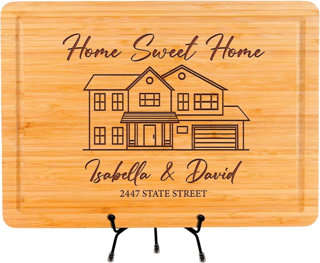 Personalized Handmade Wooden Cutting Board for Family, Couples, Custom Engraved Rustic Home Sweet Home Decor, Unique Kitchen Decor, Housewarming, Closing, Weddings, New Homeowners