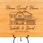 Personalized Handmade Wooden Cutting Board for Family, Couples, Custom Engraved Rustic Home Sweet Home Decor, Unique Kitchen Decor, Housewarming, Closing, Weddings, New Homeowners
