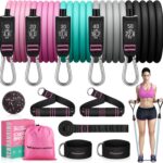 RENRANRING Resistance Bands for Working Out, 150LBS Exercise Bands, Workout Bands, Resistance Bands Set with Handles for Men Women, Legs Ankle Straps for Muscle Training