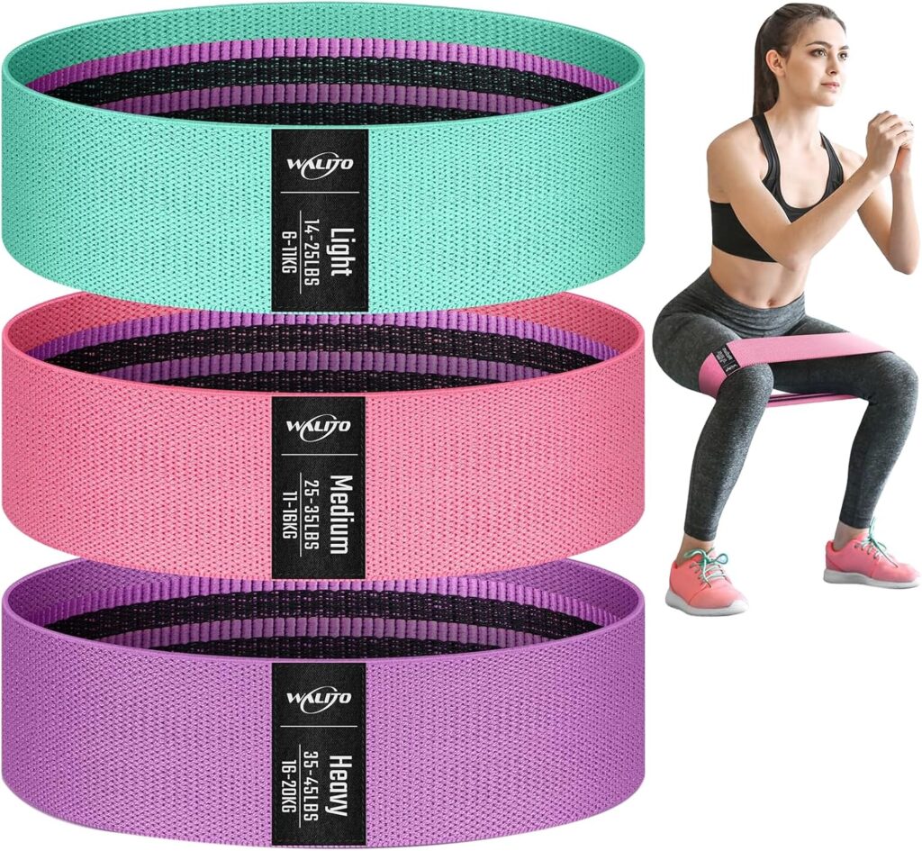 WALITO Resistance Bands for Working Out, Fabric Exercise Bands for Legs and Butt, Workout Bands for Women and Men, Booty Band for Yoga Starter Set, Pilates, Rehab, Fitness and Home Workout