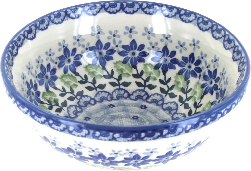 Blue Rose Polish Pottery – Blue Halsey Cereal/Soup Bowl – 6.5″ Diameter – Great Bowl for Everyday Dinnerware, Casual Dinnerware, or Formal Dining