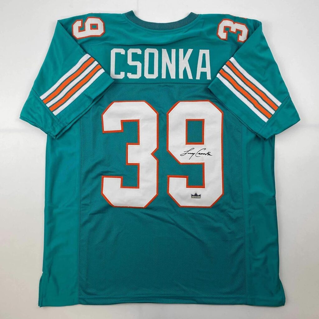 Facsimile Autographed Larry Csonka Miami Teal Reprint Laser Auto Football Jersey Size Men’s XL