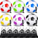 Ceenna 6 Pcs Christian Charity Donation Supplies Deflated Soccer Ball Bulk with Pump Bag Official Size Outside Sport Operation Christmas Machine Stitched Ball for Child