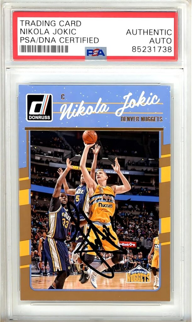 Nikola Jokic Signed Basketball Card, 2016-2017 Panini Donruss #68, PSA/DNA Authentic Autograph Slab, Denver Nuggets Autographed Memorabilia