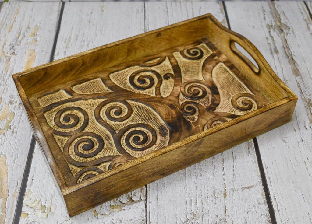 Rectangular Wooden Serving Tray, Wooden Plate, Tea/Drink Plate, Serving Tray for Dinner, Snack Tray | Size: 15 x 10 x 3.3 Inches