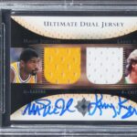 Magic Johnson & Larry Bird Signed 2005 Ultimate Patches DPJB 15/50 Card BAS Slab – Basketball Autographed Cards