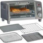 BLACK+DECKER Crisp ‘N Bake Air Fry Countertop Convection Toaster Oven, Medium Capacity, 4-Slice, 5-in-1, Fits 9” Pizza, 30-Min Timer, Bake, Broil, Air Fry, Toast, Keep Warm, Stainless Steel