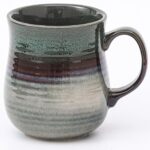 21 oz Large Ceramic Coffee Mugs, Pottery Mug Handmade, Ceramic Tea Cups with Handle for Office and Home, Dishwasher and Microwave Safe (Ink Green)